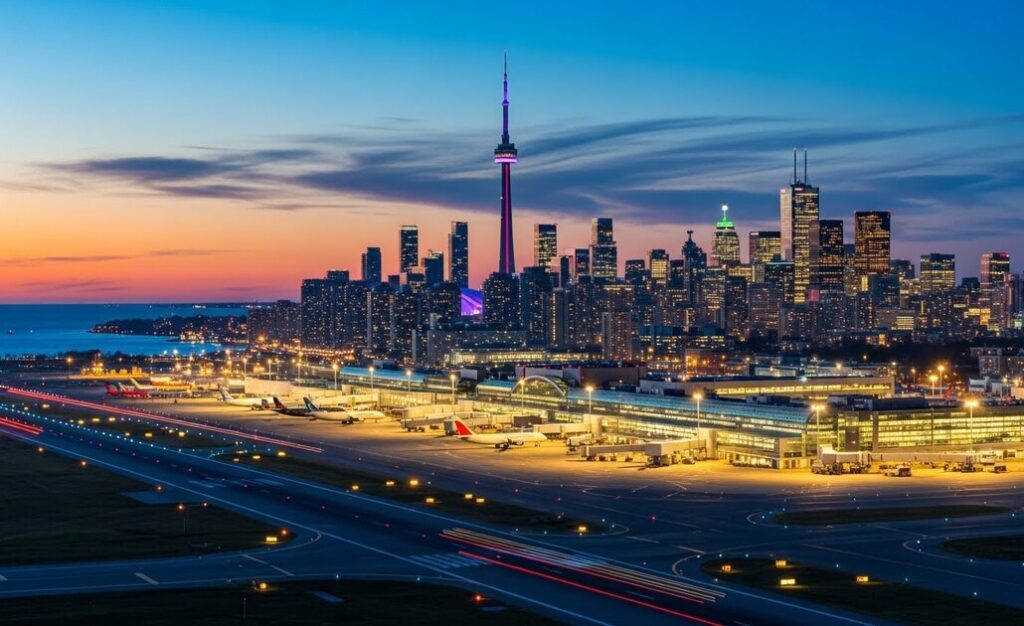 カナダの空港の夜景