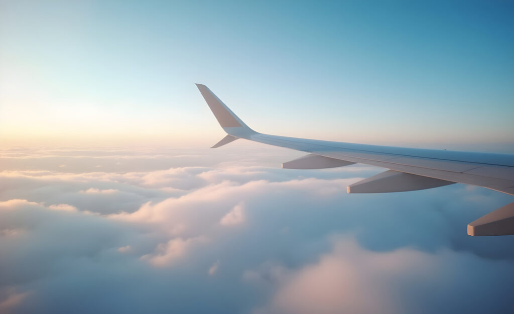 飛行機からの夕暮れ