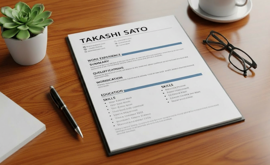 英語で記載された履歴書