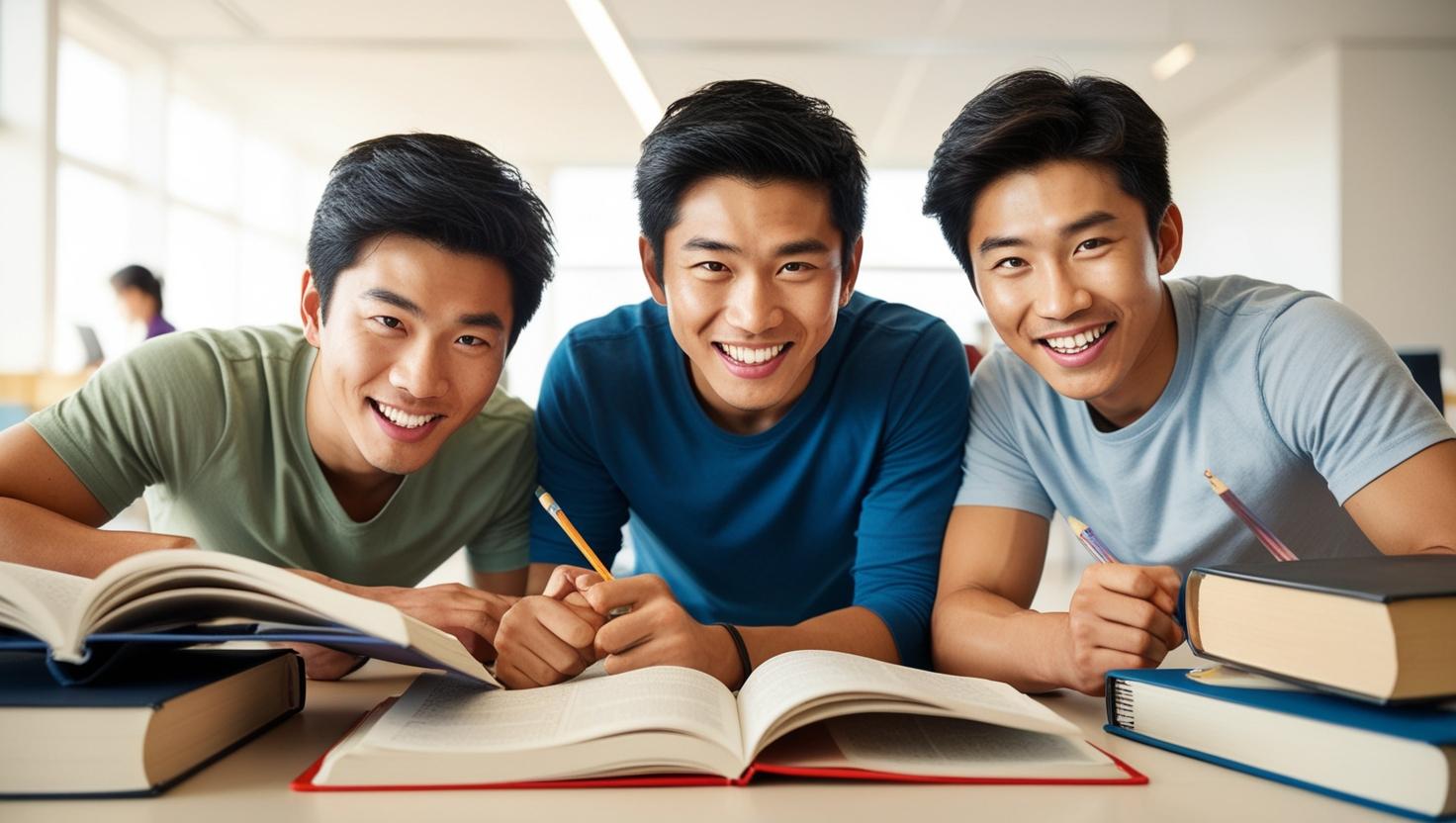 男子学生で勉強